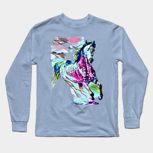 Galloping Paint Horse Long Sleeve T-Shirt